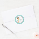 Sticker Rond Baby shower d'argent bleu turquoise (Enveloppe)
