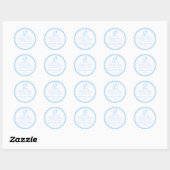 Sticker Rond Baby shower Darling Blue Footprints (Feuille)