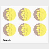 Sticker Rond Baby shower d'arrosage moderne en tranches de citr (Feuille)