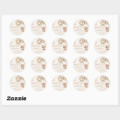 Sticker Rond Baby shower d'attente de l'ours en peluche (Feuille)
