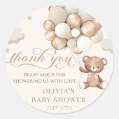 Sticker Rond Baby shower d'attente de l'ours en peluche (Devant)
