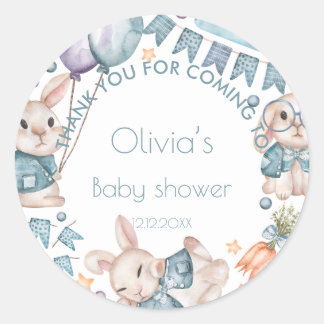 Sticker Rond Baby shower d'attente de l'ours en peluche d'atte
