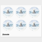 Sticker Rond Baby shower d'attente moderne hivernal (Feuille)