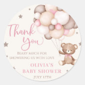 Sticker Rond Baby shower d'attente rapide de l'ours rose Teddy (Devant)