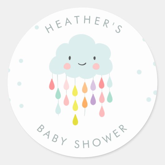 Sticker Rond Baby shower d'autocollant d'enveloppe de nuage (Devant)
