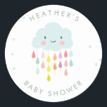 Sticker Rond Baby shower d'autocollant d'enveloppe de nuage<br><div class="desc">♥ Votre propre Sticker parfait,  Cupcake Topper,  Favoriser Tag ou Enveloppe Seal! Thème nuageux pour un baby shower neutre.</div>