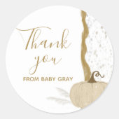Sticker Rond Baby shower d'automne Citrouille blanc (Devant)