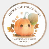 Sticker Rond Baby shower d'automne Citrouille doux (Devant)
