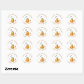 Sticker Rond Baby shower d'automne de chaume Citrouille mignonn (Feuille)