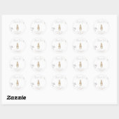 Sticker Rond Baby shower d'automne de lapin (Feuille)