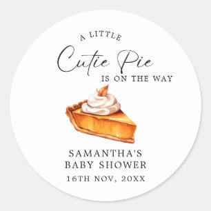 Sticker Rond Baby shower d'automne du Citrouille Cutie Pie