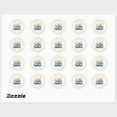 Sticker Rond Baby shower d'automne du Citrouille d'or bleu (Feuille)