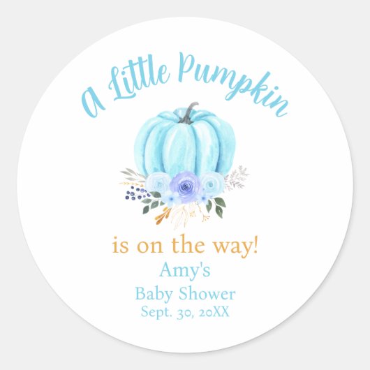 Sticker Rond Baby shower d'automne du petit Citrouille (Devant)