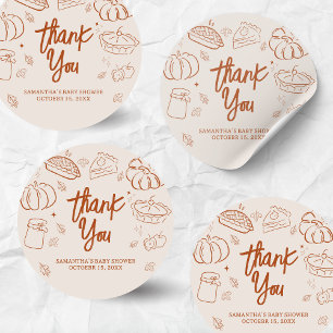 Sticker Rond Baby shower d'automne Little Cutie Pie