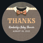 Sticker Rond Baby shower d'automne merci<br><div class="desc">Baby shower d'automne merci autocollants</div>