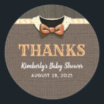 Sticker Rond Baby shower d'automne merci<br><div class="desc">Baby shower d'automne merci autocollants</div>