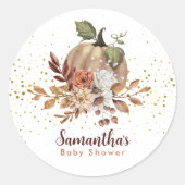 Sticker Rond Baby shower d'automne thème Sweet Little Citrouill (Devant)