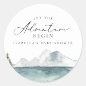 Sticker Rond BABY SHOWER d'aventure CLOVER Mountain Lake (Devant)