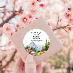 Sticker Rond Baby shower d'aventure pour les animaux des bois