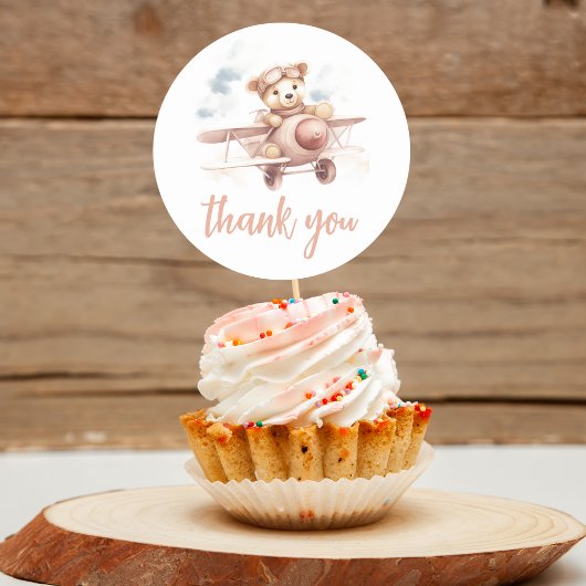 Sticker Rond Baby shower d'aventure Whimsical Pink