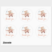 Sticker Rond Baby shower d'aventure Whimsical Pink (Feuille)