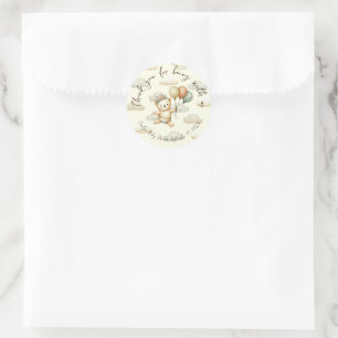 Sticker Rond Baby shower d'aventures aux ours flottants
