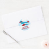 Sticker Rond Baby shower d'avion rétro (Enveloppe)