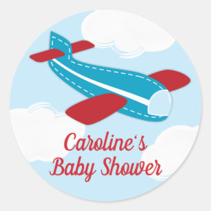 Sticker Rond Baby shower d'avion rétro