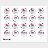 Sticker Rond Baby shower d'avion rouge (Feuille)
