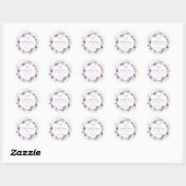 Sticker Rond Baby shower de baisers de papillon en argent viole (Feuille)
