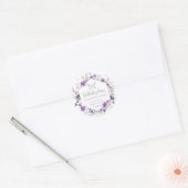 Sticker Rond Baby shower de baisers de papillon en argent viole (Enveloppe)