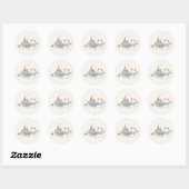 Sticker Rond Baby shower de baleines adorable (Feuille)