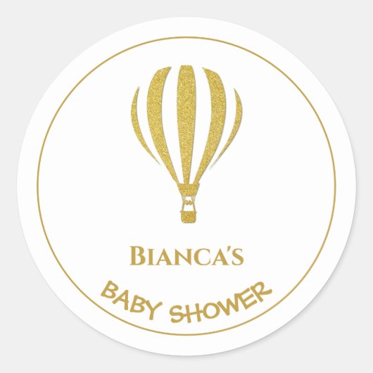 Sticker Rond Baby shower de ballon à air chaud Gold (Devant)