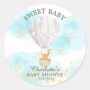 Sticker Rond Baby shower de ballon à air chaud pour bébés an