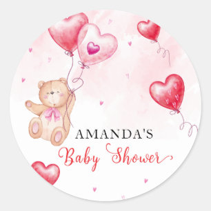 Sticker Rond Baby shower de ballon de coeur en peluche rustique