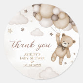 Sticker Rond Baby shower de ballon d'ours Brown (Devant)