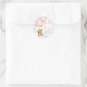 Sticker Rond Baby shower de ballon d'ours rose Boho (Sac)