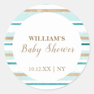 Sticker Rond Baby shower de bande d'aquarelle vert moderne