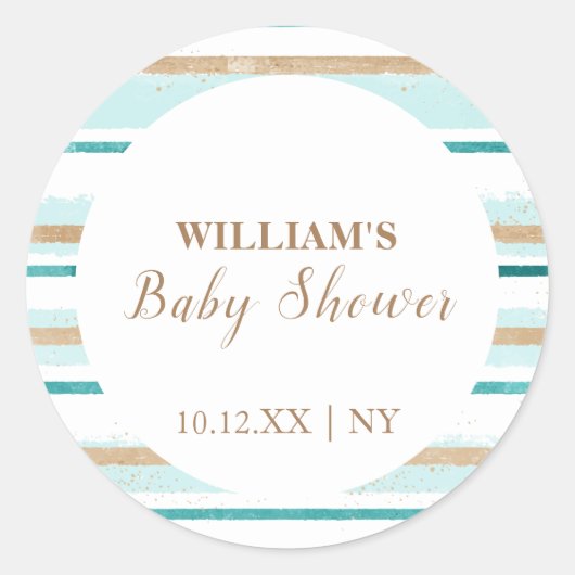 Sticker Rond Baby shower de bande d'aquarelle vert moderne (Devant)