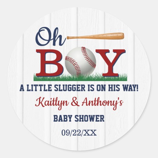 Sticker Rond Baby shower de baseball Boys (Devant)