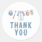 Sticker Rond Baby shower de baseball Merci (Devant)