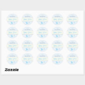 Sticker Rond Baby shower de bébé en cigogne bleue (Feuille)