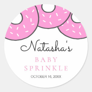 Sticker Rond Baby shower de beignets rose mignon
