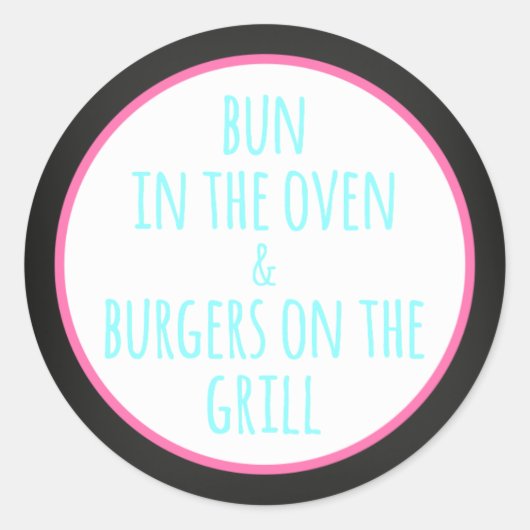 Sticker Rond baby shower de bières pour bébés barbecue| (Devant)