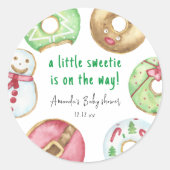 Sticker Rond Baby shower de biscuits et beignets de Noël (Devant)