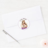 Sticker Rond Baby shower de Boho pourpre (Enveloppe)