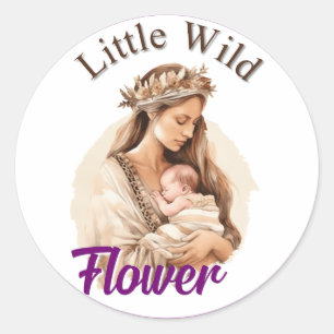 Sticker Rond Baby shower de Boho pourpre