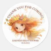 Sticker Rond Baby shower de bois d'automne Fairy (Devant)