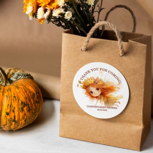 Sticker Rond Baby shower de bois d'automne Fairy