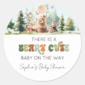 Sticker Rond Baby shower de bois de Beary Cute (Devant)